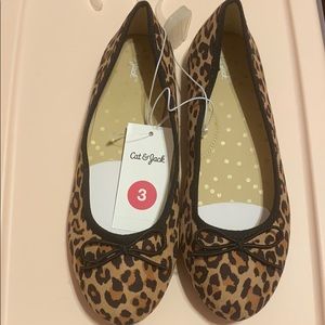 NWT girls size 3 cat & Jack leopard ballet flats